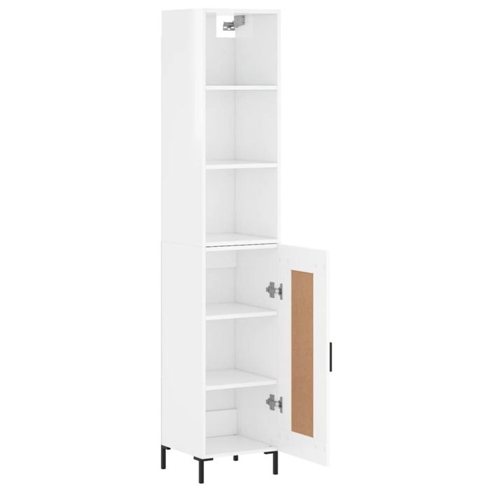 Buffet haut Blanc brillant 34,5x34x180 cm Bois d'ingénierie - Photo n°4