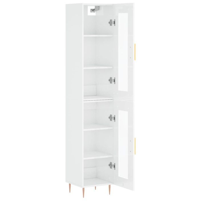 Buffet haut Blanc brillant 34,5x34x180 cm Bois d'ingénierie - Photo n°4