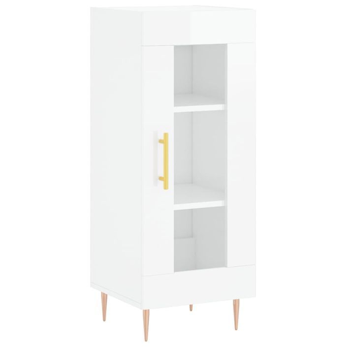 Buffet haut Blanc brillant 34,5x34x180 cm Bois d'ingénierie - Photo n°7