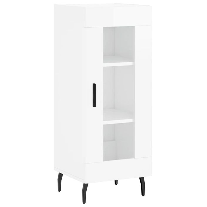 Buffet haut Blanc brillant 34,5x34x180 cm Bois d'ingénierie - Photo n°7