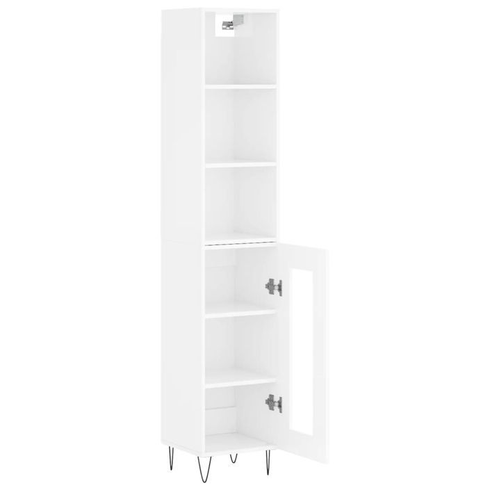 Buffet haut Blanc brillant 34,5x34x180 cm Bois d'ingénierie - Photo n°4