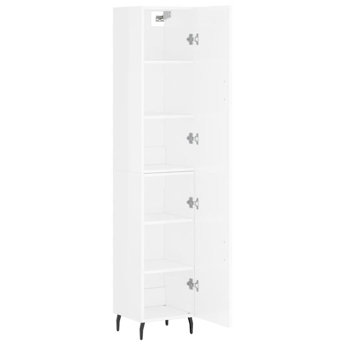 Buffet haut Blanc brillant 34,5x34x180 cm Bois d'ingénierie - Photo n°4