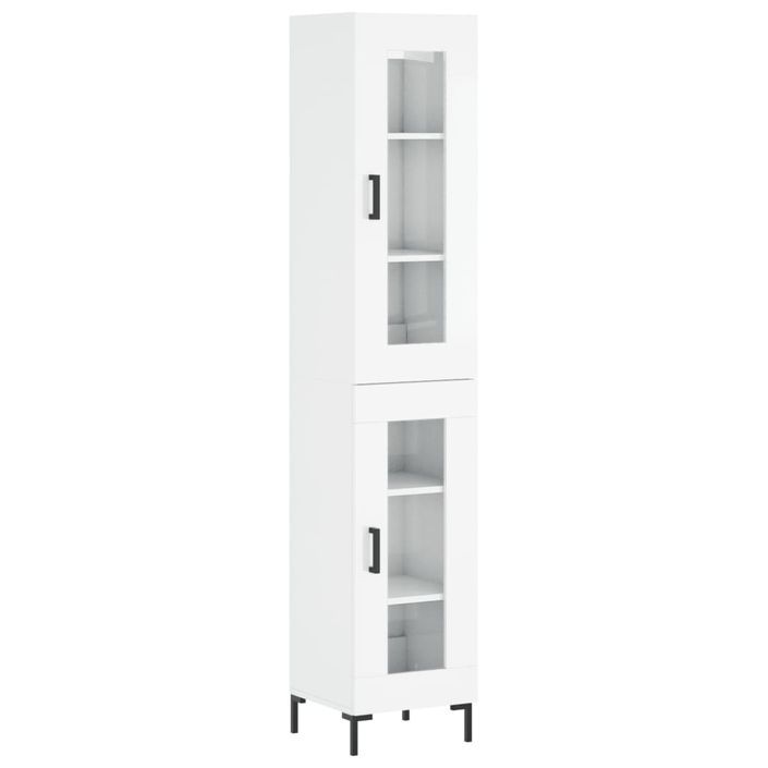 Buffet haut Blanc brillant 34,5x34x180 cm Bois d'ingénierie - Photo n°1