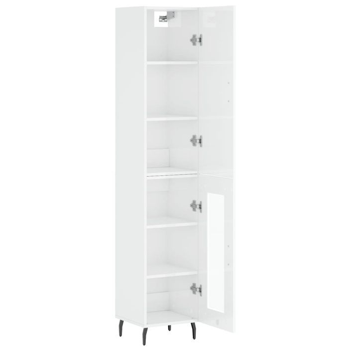 Buffet haut Blanc brillant 34,5x34x180 cm Bois d'ingénierie - Photo n°4