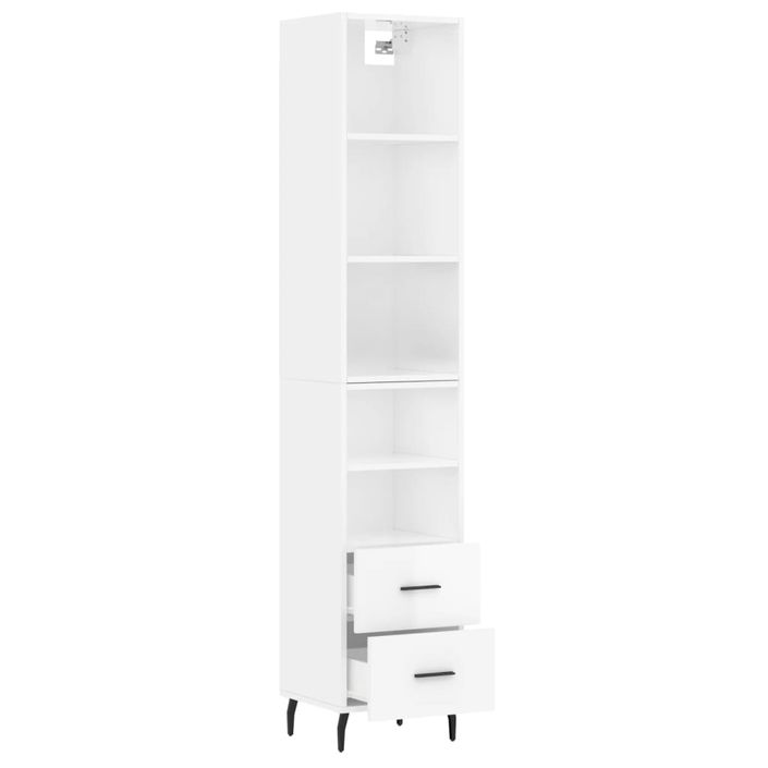 Buffet haut Blanc brillant 34,5x34x180 cm Bois d'ingénierie - Photo n°4