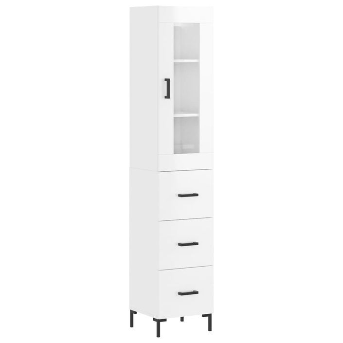 Buffet haut Blanc brillant 34,5x34x180 cm Bois d'ingénierie - Photo n°1