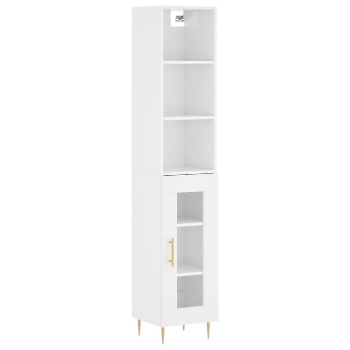 Buffet haut Blanc brillant 34,5x34x180 cm Bois d'ingénierie - Photo n°1