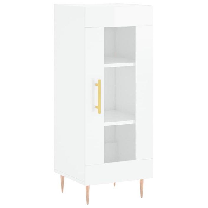 Buffet haut Blanc brillant 34,5x34x180 cm Bois d'ingénierie - Photo n°7