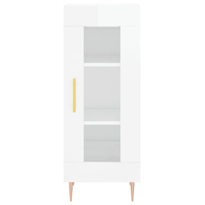 Buffet haut Blanc brillant 34,5x34x180 cm Bois d'ingénierie - Photo n°8