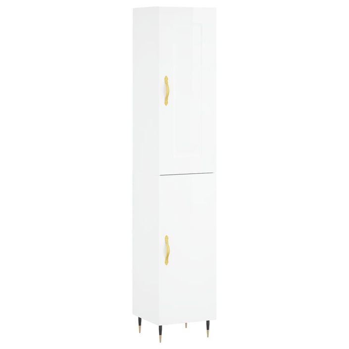 Buffet haut Blanc brillant 34,5x34x180 cm Bois d'ingénierie - Photo n°1