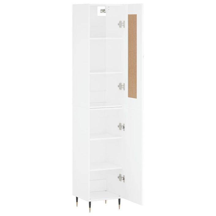 Buffet haut Blanc brillant 34,5x34x180 cm Bois d'ingénierie - Photo n°4