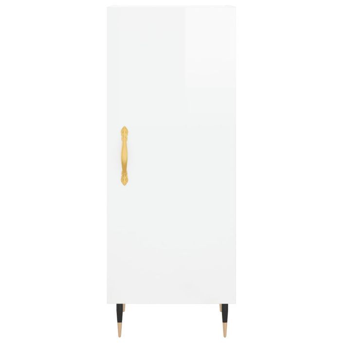 Buffet haut Blanc brillant 34,5x34x180 cm Bois d'ingénierie - Photo n°5