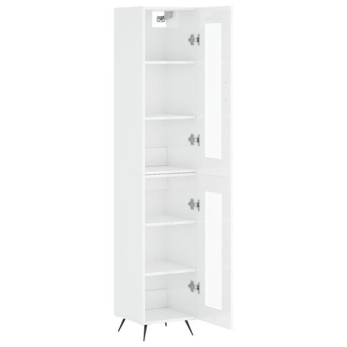 Buffet haut Blanc brillant 34,5x34x180 cm Bois d'ingénierie - Photo n°4