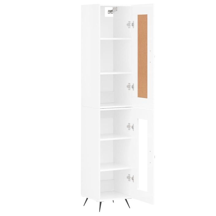 Buffet haut Blanc brillant 34,5x34x180 cm Bois d'ingénierie - Photo n°4