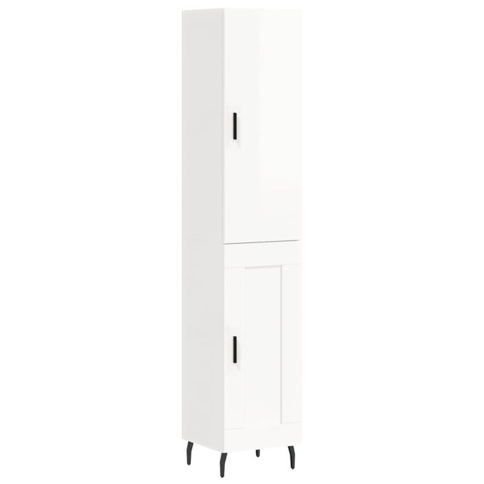 Buffet haut Blanc brillant 34,5x34x180 cm Bois d'ingénierie - Photo n°1