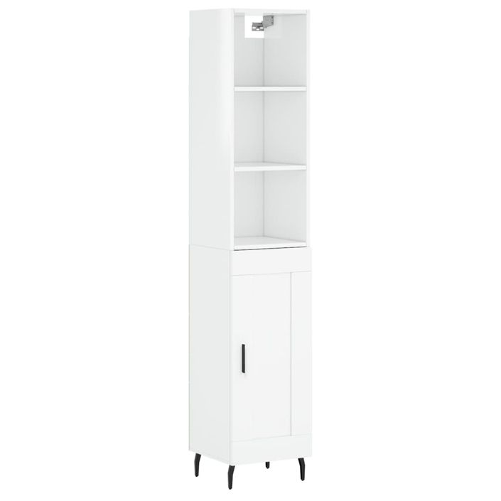 Buffet haut Blanc brillant 34,5x34x180 cm Bois d'ingénierie - Photo n°1