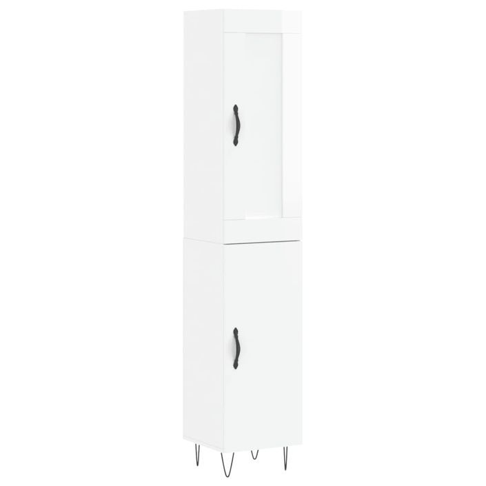 Buffet haut Blanc brillant 34,5x34x180 cm Bois d'ingénierie - Photo n°1