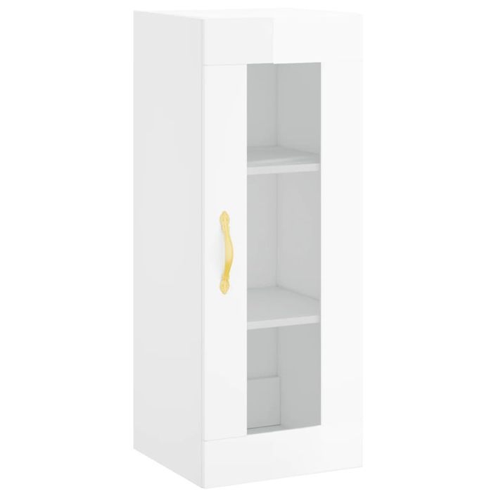 Buffet haut Blanc brillant 34,5x34x180 cm Bois d'ingénierie - Photo n°7