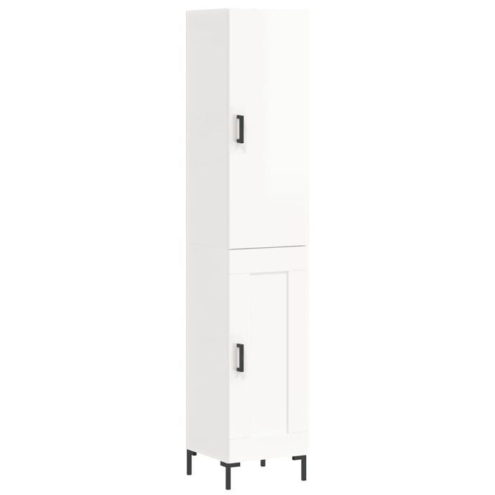 Buffet haut Blanc brillant 34,5x34x180 cm Bois d'ingénierie - Photo n°1