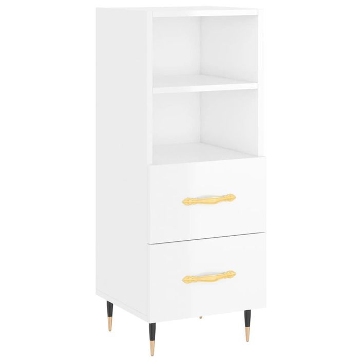 Buffet haut Blanc brillant 34,5x34x180 cm Bois d'ingénierie - Photo n°5