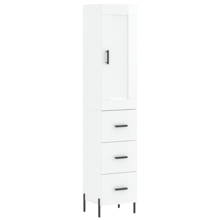 Buffet haut Blanc brillant 34,5x34x180 cm Bois d'ingénierie - Photo n°1