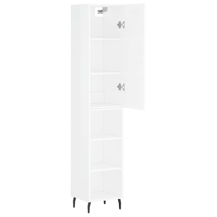 Buffet haut Blanc brillant 34,5x34x180 cm Bois d'ingénierie - Photo n°4