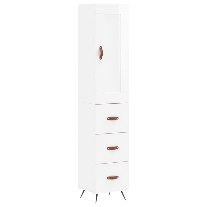 Buffet haut Blanc brillant 34,5x34x180 cm Bois d'ingénierie - Photo n°1