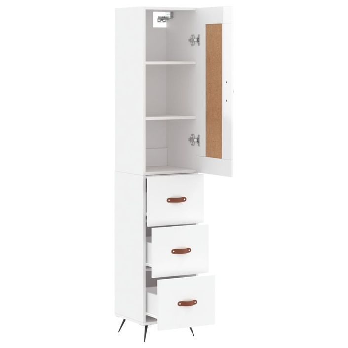 Buffet haut Blanc brillant 34,5x34x180 cm Bois d'ingénierie - Photo n°4