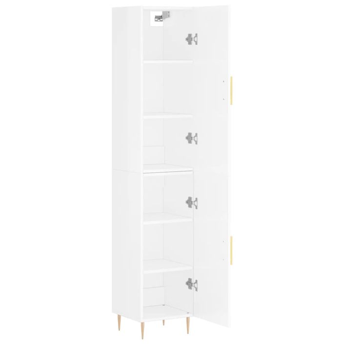 Buffet haut Blanc brillant 34,5x34x180 cm Bois d'ingénierie - Photo n°4