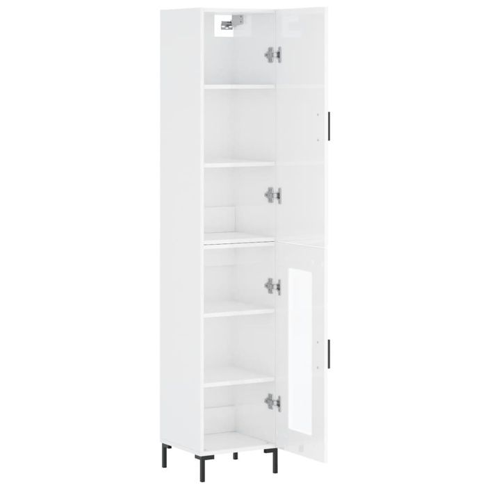 Buffet haut Blanc brillant 34,5x34x180 cm Bois d'ingénierie - Photo n°4