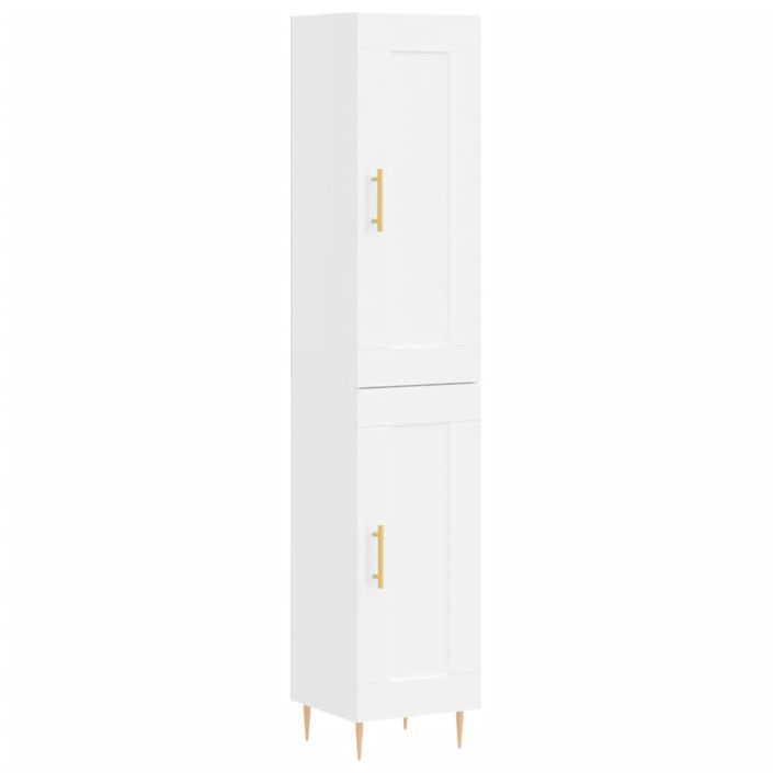 Buffet haut Blanc brillant 34,5x34x180 cm Bois d'ingénierie - Photo n°1