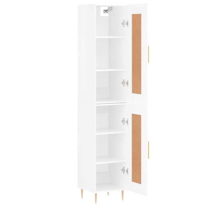 Buffet haut Blanc brillant 34,5x34x180 cm Bois d'ingénierie - Photo n°4