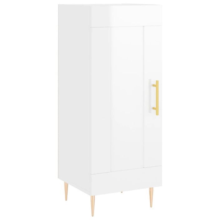 Buffet haut Blanc brillant 34,5x34x180 cm Bois d'ingénierie - Photo n°5