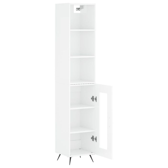 Buffet haut Blanc brillant 34,5x34x180 cm Bois d'ingénierie - Photo n°4