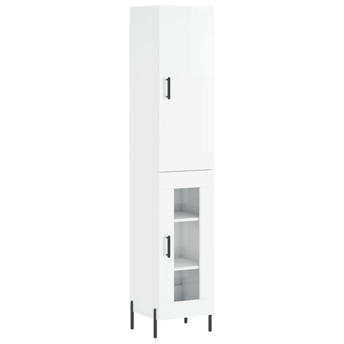 Buffet haut Blanc brillant 34,5x34x180 cm Bois d'ingénierie - Photo n°1