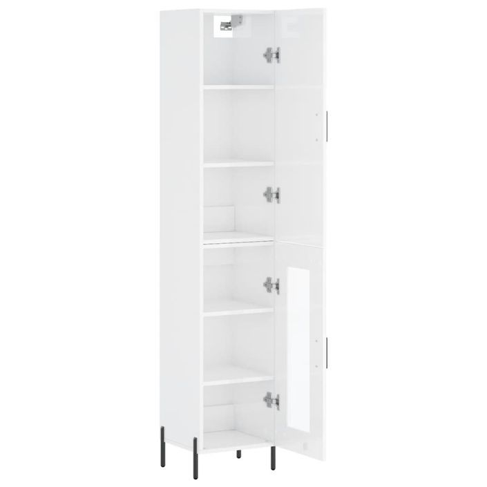 Buffet haut Blanc brillant 34,5x34x180 cm Bois d'ingénierie - Photo n°4