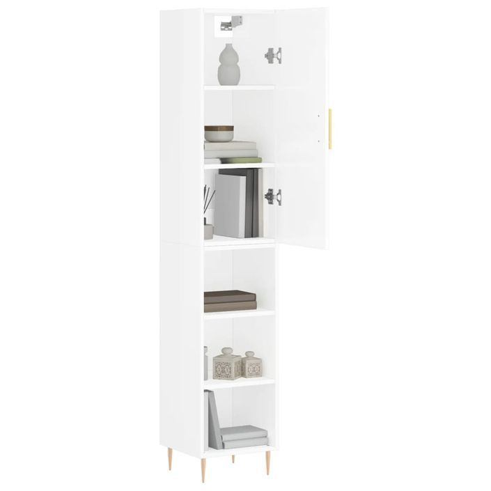 Buffet haut Blanc brillant 34,5x34x180 cm Bois d'ingénierie - Photo n°3