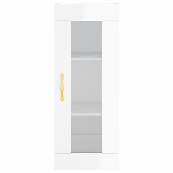 Buffet haut Blanc brillant 34,5x34x180 cm Bois d'ingénierie - Photo n°6