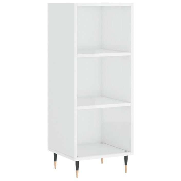 Buffet haut Blanc brillant 34,5x34x180 cm Bois d'ingénierie - Photo n°7