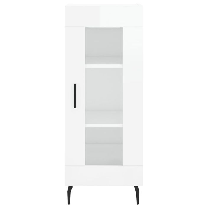 Buffet haut Blanc brillant 34,5x34x180 cm Bois d'ingénierie - Photo n°8