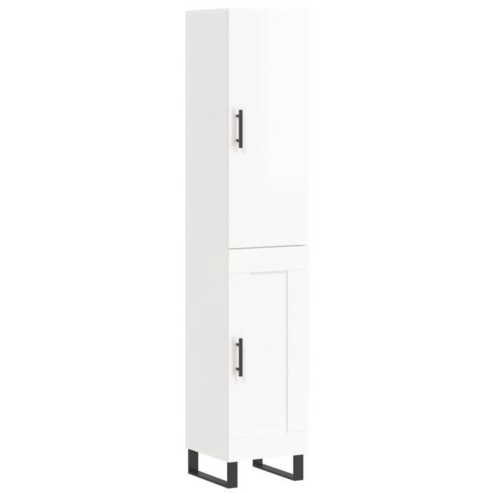 Buffet haut Blanc brillant 34,5x34x180 cm Bois d'ingénierie - Photo n°1