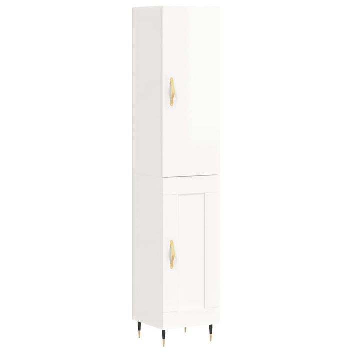 Buffet haut Blanc brillant 34,5x34x180 cm Bois d'ingénierie - Photo n°1