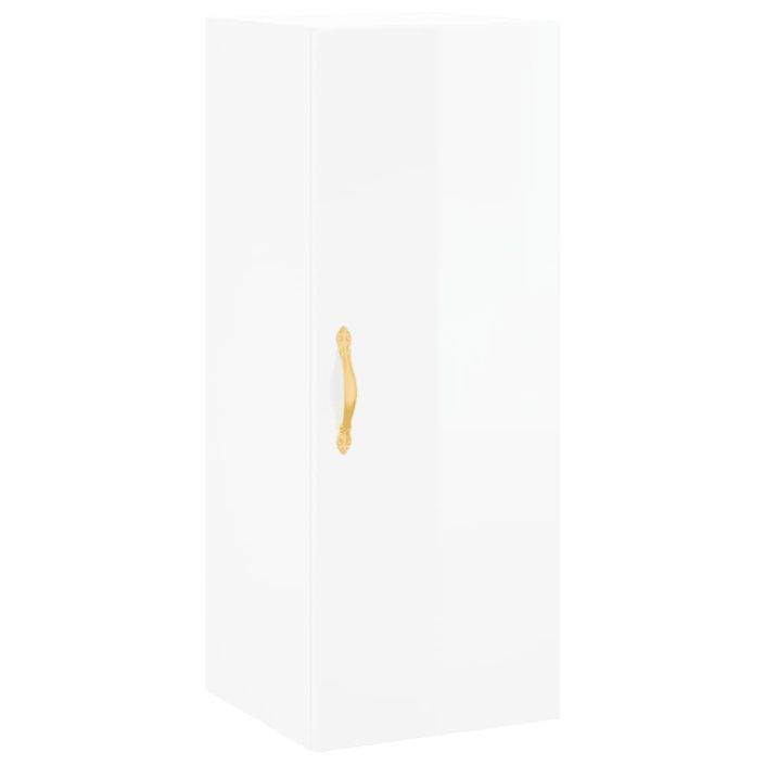 Buffet haut Blanc brillant 34,5x34x180 cm Bois d'ingénierie - Photo n°5