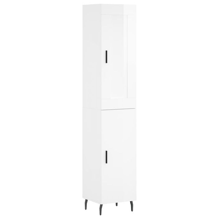 Buffet haut Blanc brillant 34,5x34x180 cm Bois d'ingénierie - Photo n°1