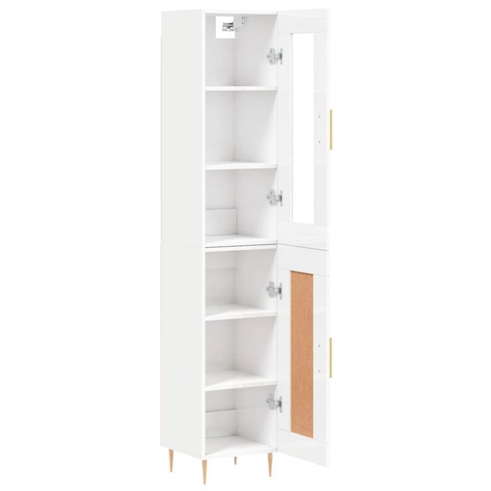 Buffet haut Blanc brillant 34,5x34x180 cm Bois d'ingénierie - Photo n°4