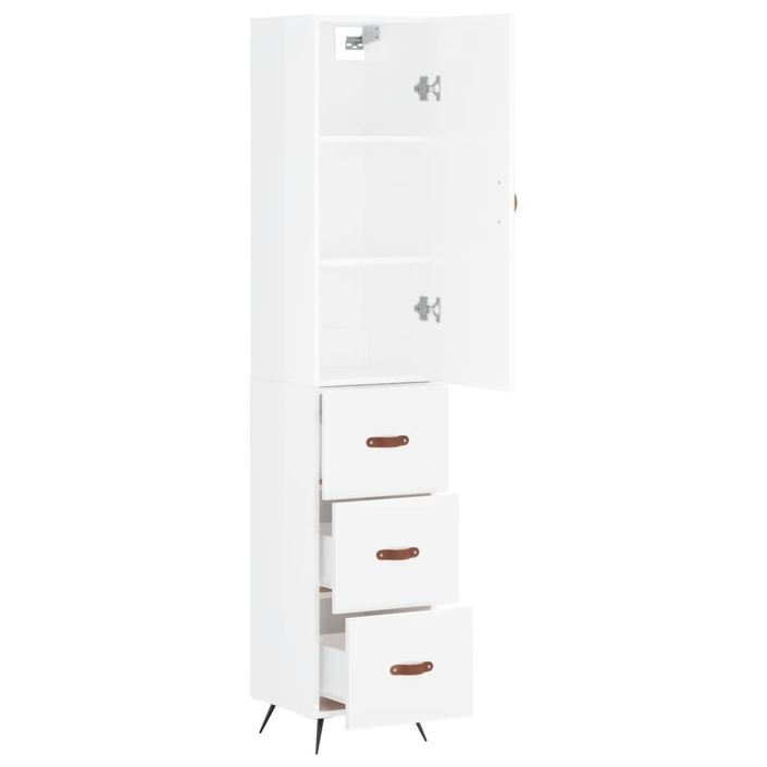 Buffet haut Blanc brillant 34,5x34x180 cm Bois d'ingénierie - Photo n°4