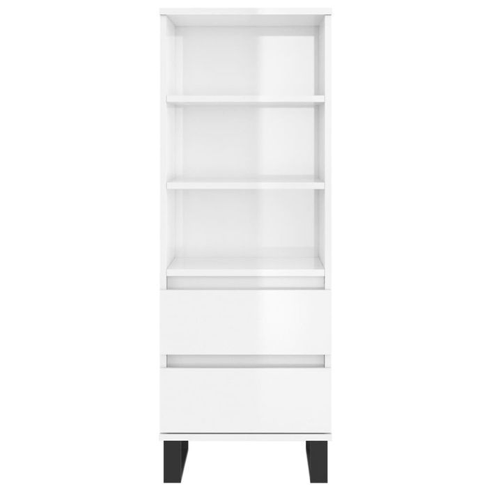 Buffet haut Blanc brillant 40x36x110 cm Bois d'ingénierie - Photo n°5