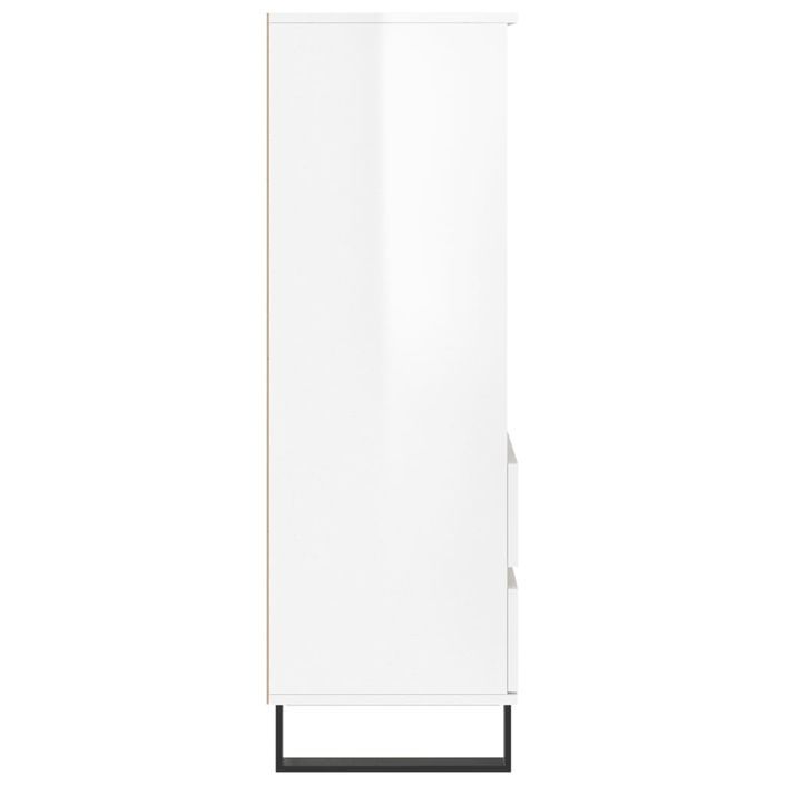 Buffet haut Blanc brillant 40x36x110 cm Bois d'ingénierie - Photo n°7