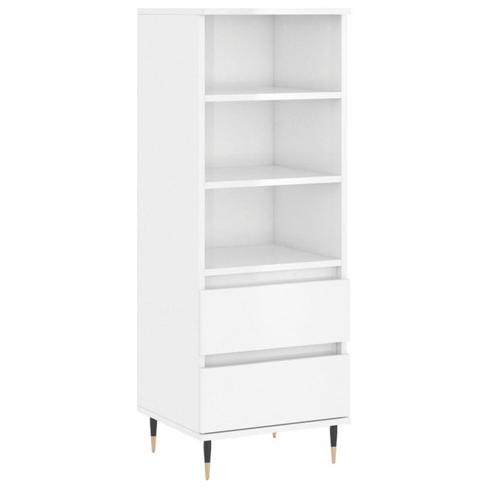 Buffet haut Blanc brillant 40x36x110 cm Bois d'ingénierie - Photo n°1