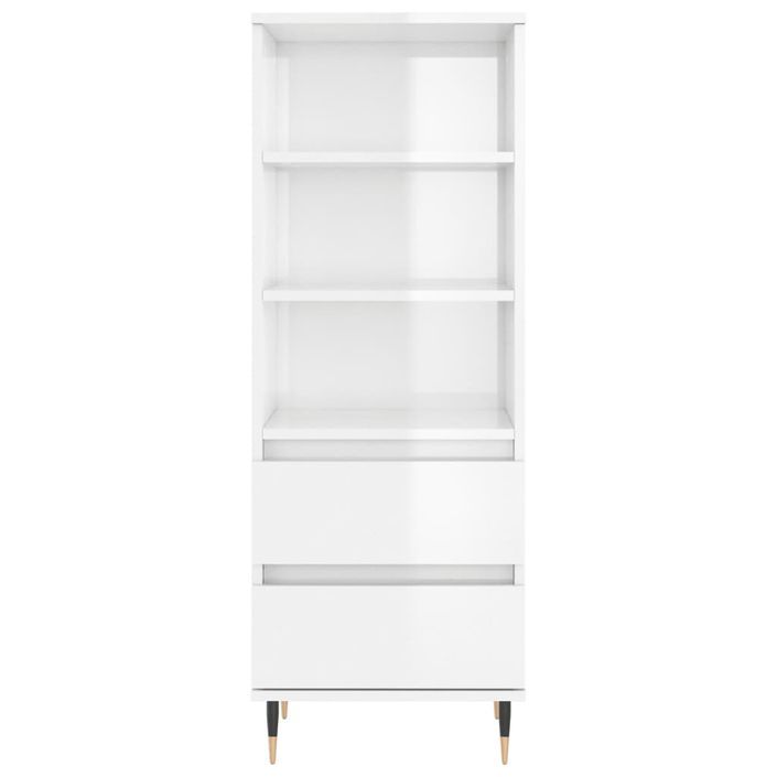 Buffet haut Blanc brillant 40x36x110 cm Bois d'ingénierie - Photo n°5